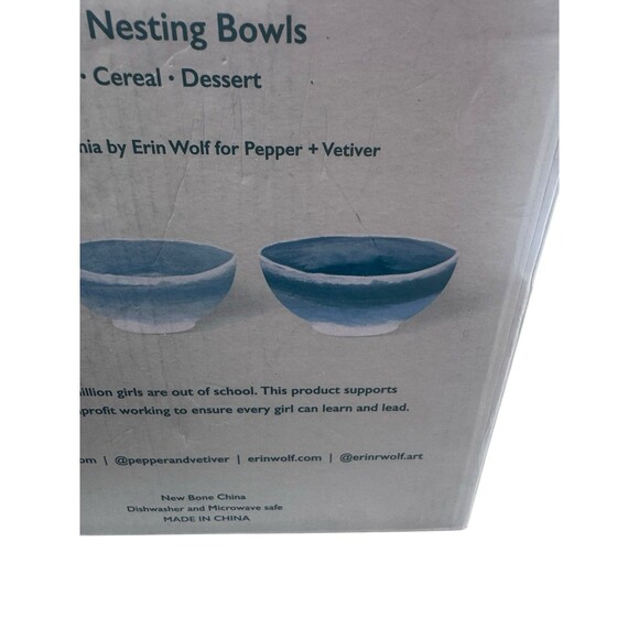 Anthropologie Pepper + Vetiver "Oceania"  3 Nesting Bowls Salad Cereal Dessert - Picture 6 of 9